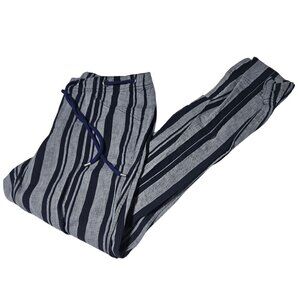 Brooks Brothers 846 Striped Pants Womens Size 8 Linen Blend Navy White
